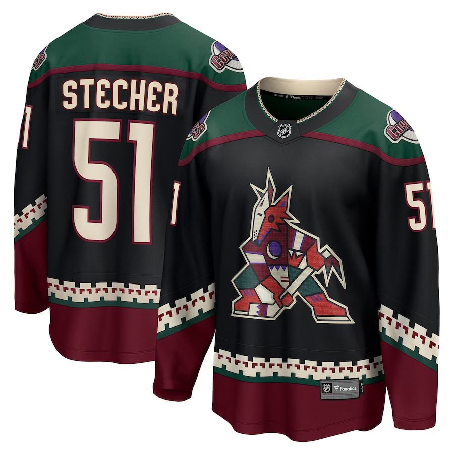 Men Arizona Coyotes 51 Troy Stecher Fanatics Branded Black Home Breakaway Player NHL Jersey